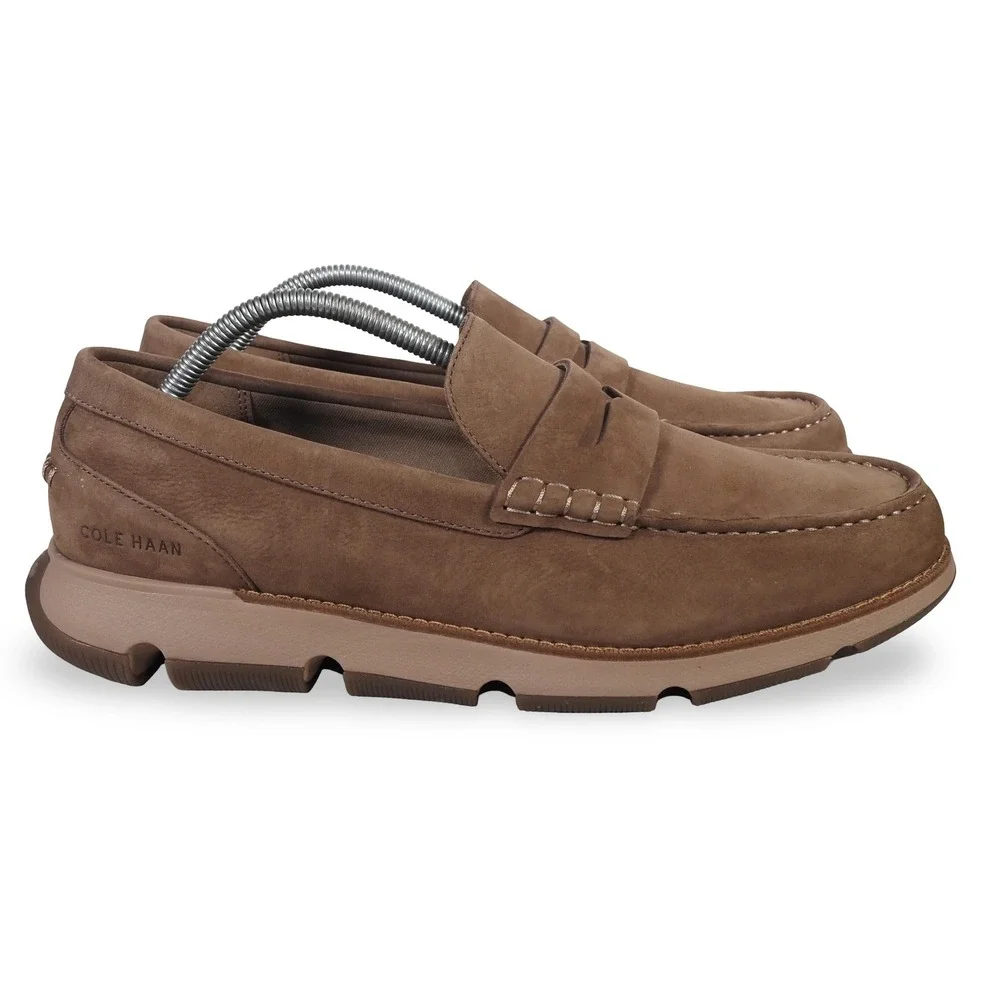 Cole Haan 4.ZeroGrand Nubuck Penny Loafers Mens 10.5M Brown C39546